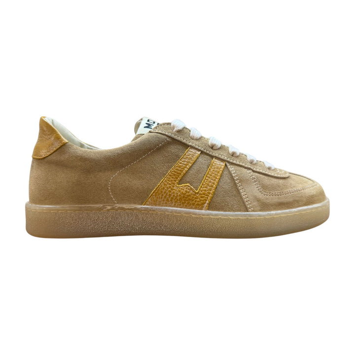Sneakers en cuir véritable suédé beige-ocre