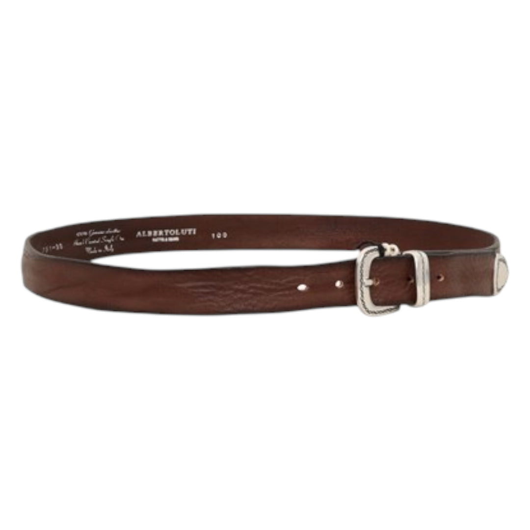 CEINTURE EN CUIR VÉRITABLE WESTERN MARRON