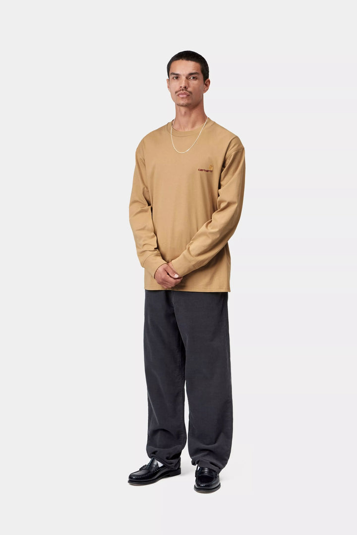 Carhartt Wip L/S AMERICAN SCRIPT T-SHIRT WIP DUSTY H Beige - foto 5