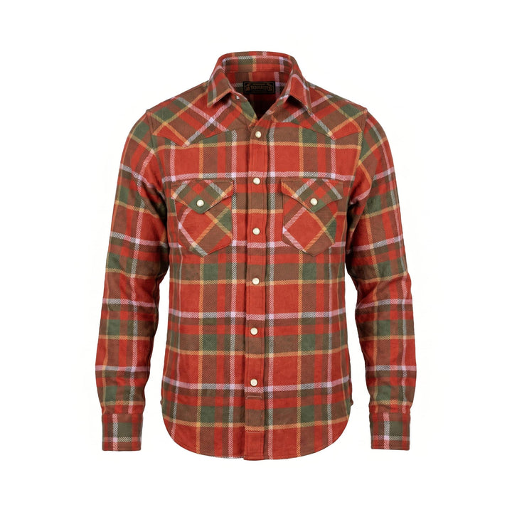 Chesapeake's WESTERN TARTAN WOOL SHIRT FLAGSTAFF RUST TARTAN Rosso - foto 1