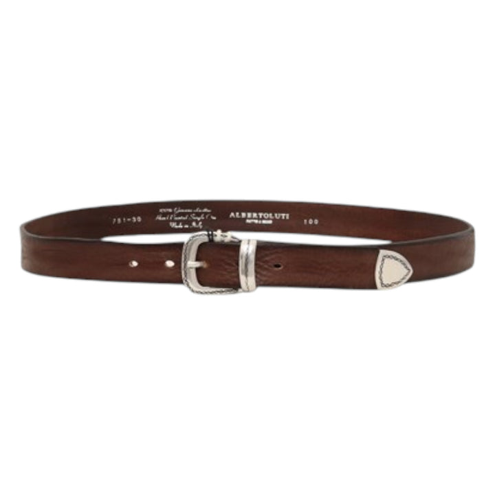 CEINTURE EN CUIR VÉRITABLE WESTERN MARRON