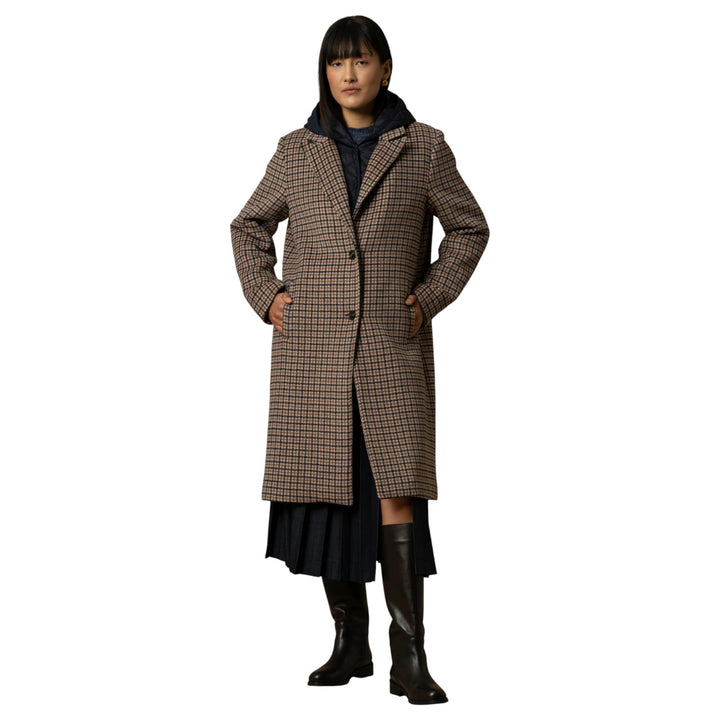 MANTEAU PIED-DE-POULE DIDIER MIEL-BLEU