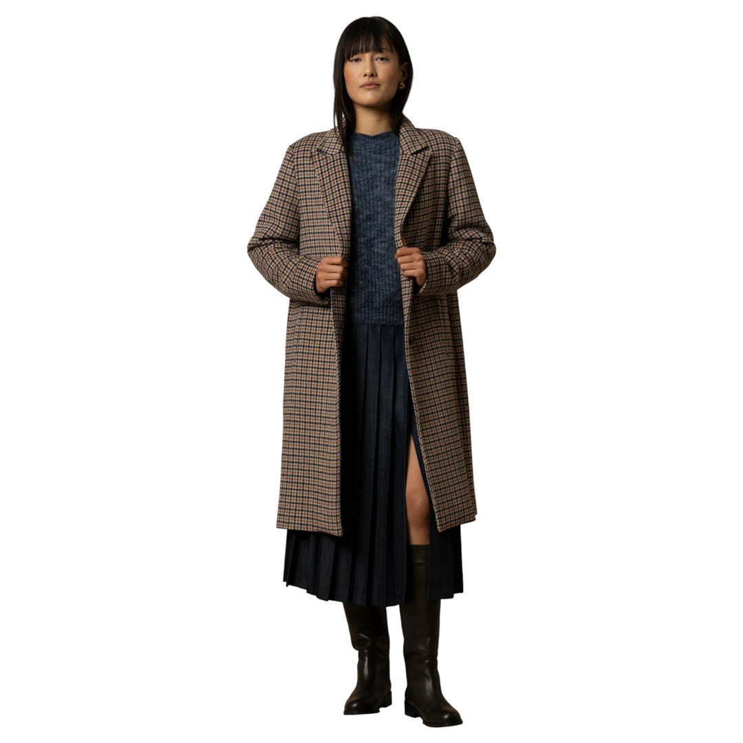 MANTEAU PIED-DE-POULE DIDIER MIEL-BLEU