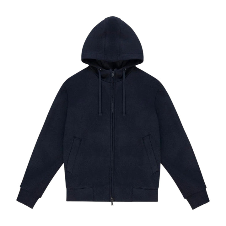 SWEAT À CAPUCHE ZIP INTÉGRALE EN LAINE BLEU FONCÉ
