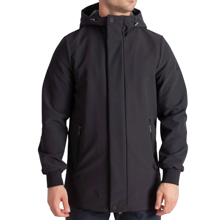 PARKA À CAPUCHE TECHNIQUE EN MOLLETON NOIR