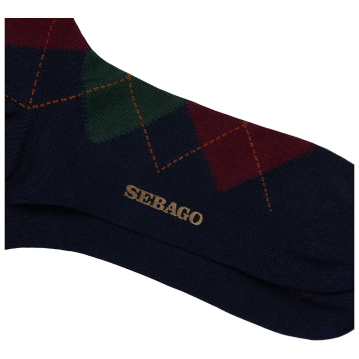 CHAUSSETTES EN COTON À MOTIFS ROMBOÏDALES BLEU-BORDO-VERT