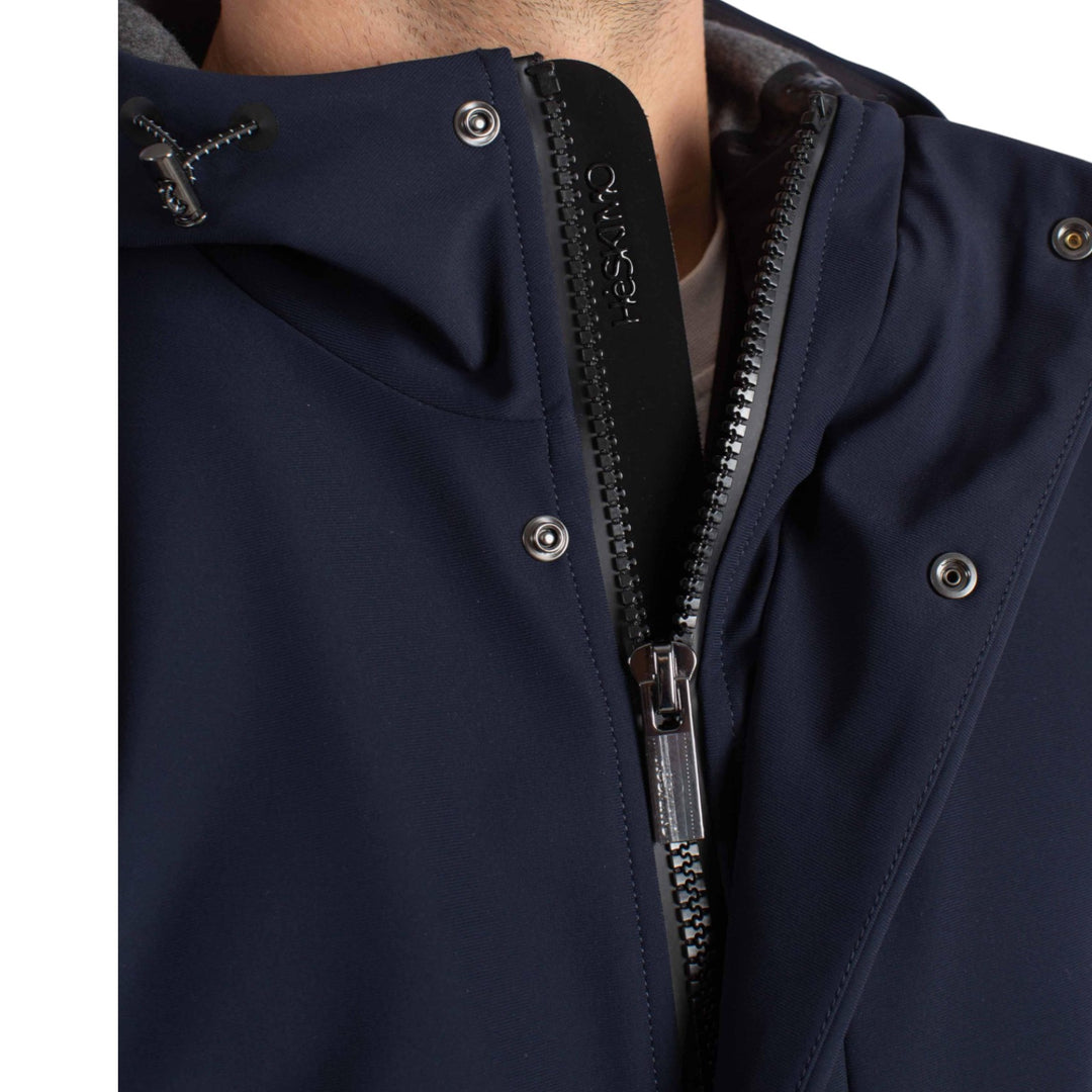 PARKA À CAPUCHE TECHNIQUE EN MOLLETON BLEU