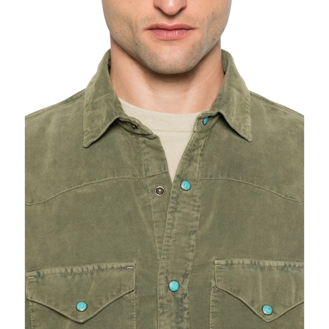 CHEMISE EN VELOURS WESTERN FLAGSTAFF VERDE