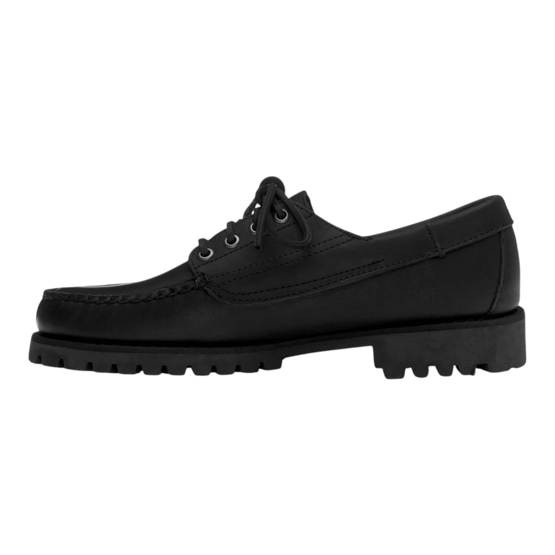 MOCASSINS À LACETS EN CUIR VÉRITABLE NOIR