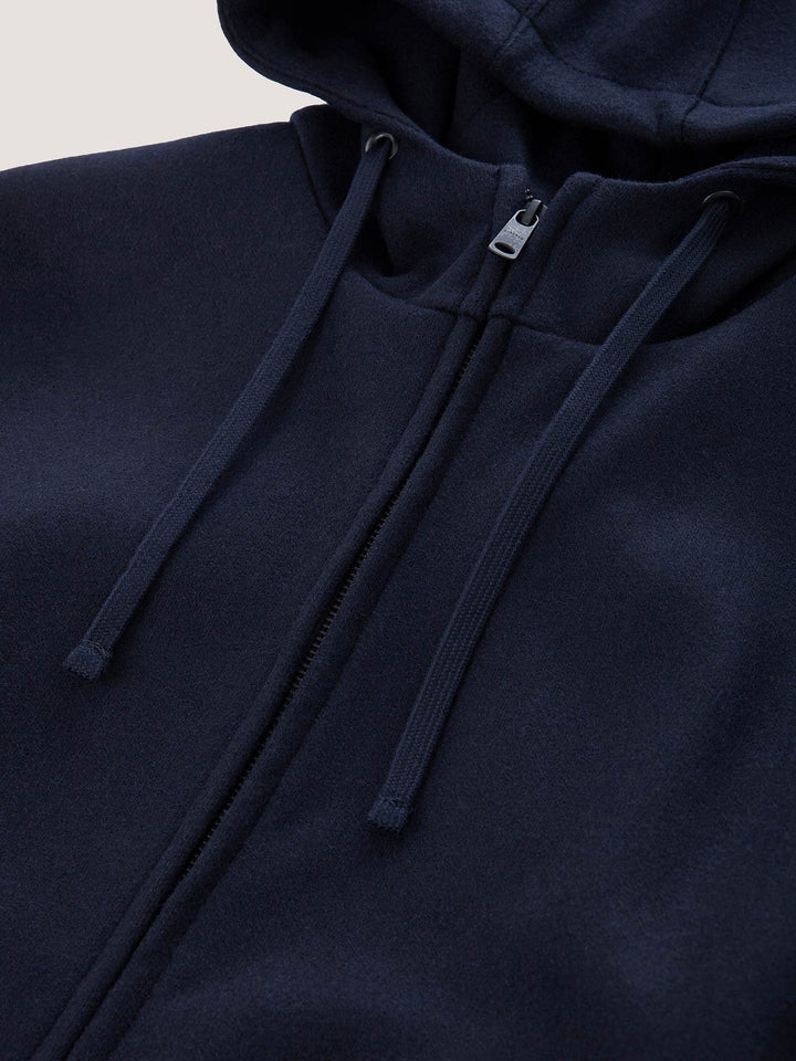 SWEAT À CAPUCHE ZIP INTÉGRALE EN LAINE BLEU FONCÉ