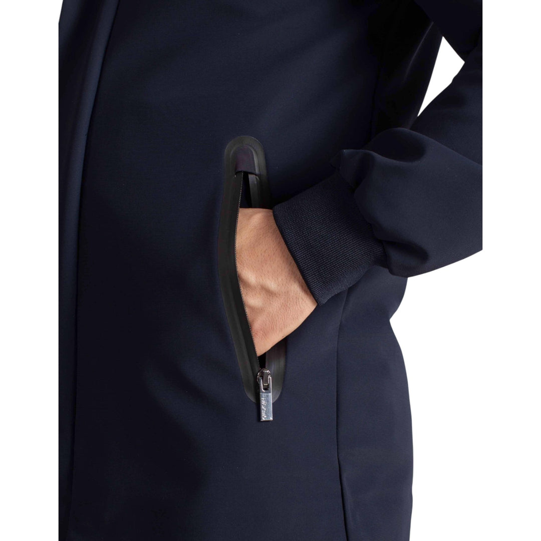 PARKA À CAPUCHE TECHNIQUE EN MOLLETON BLEU