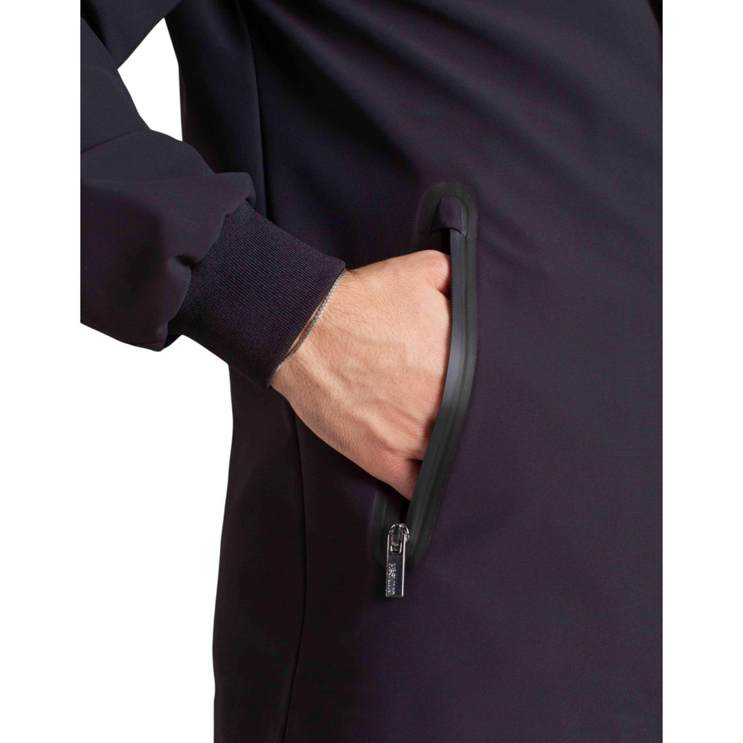 PARKA À CAPUCHE TECHNIQUE EN MOLLETON NOIR