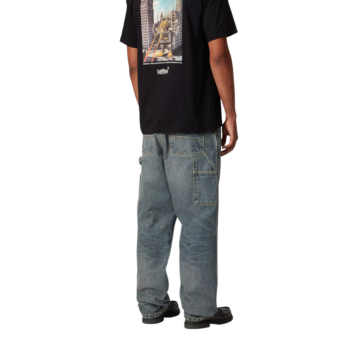 Pantalon à genou unique bleu délavé