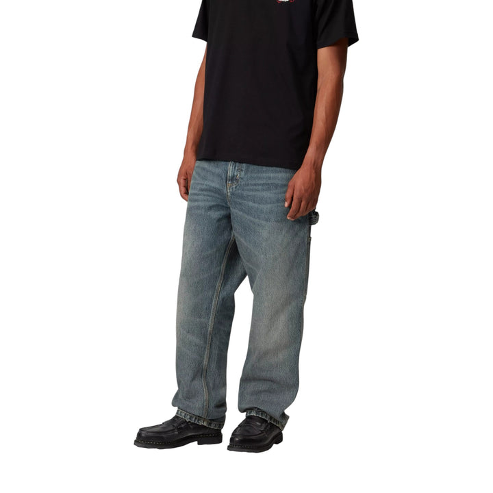 Pantalon à genou unique bleu délavé