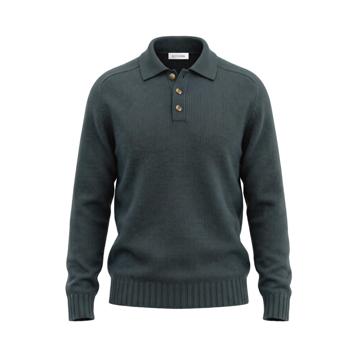 Maglia Polo Bottoni Recycle Verde Scuro In The Box, vista frontale