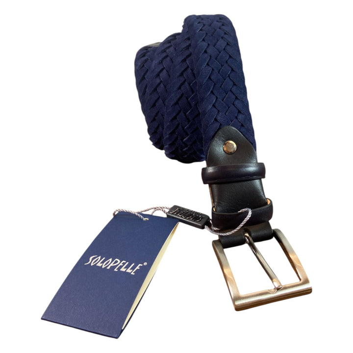 CEINTURE TRESSÉE EN VÉRITABLE CUIR BLEU