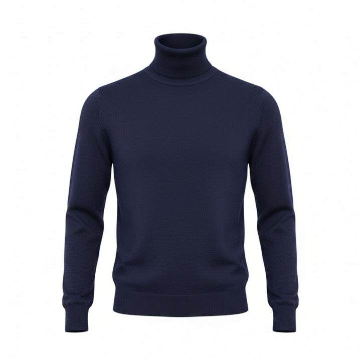 Col roulé en laine bleu