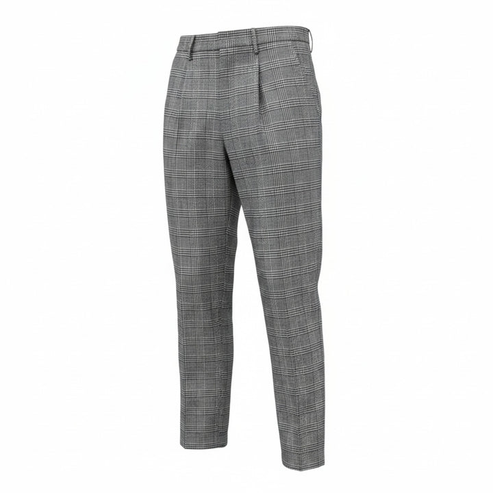 PANTALON UNA PENCE EN LAINE PRINCE DE WALES GRIS