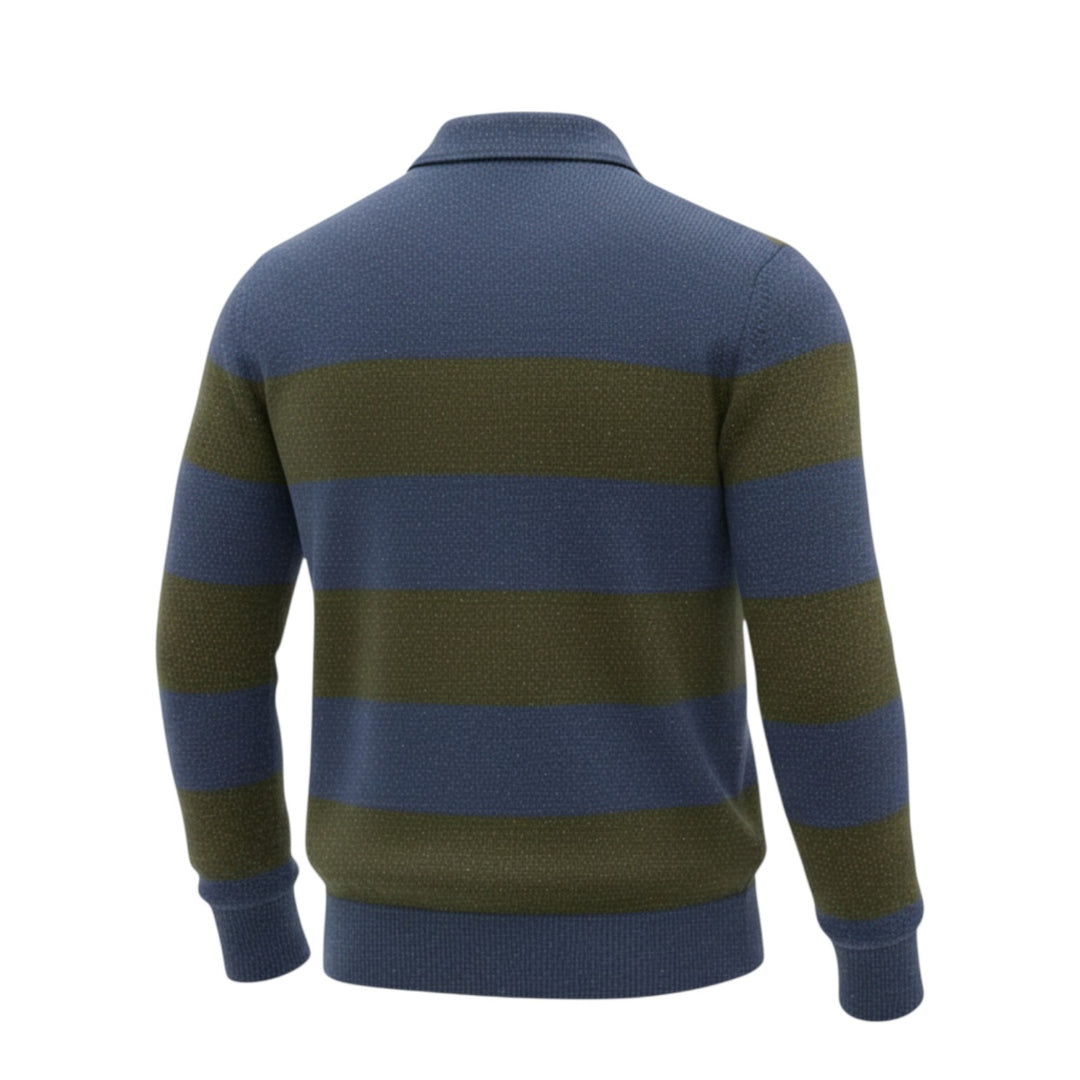 POLO EN LAINE VIERGE BLEU ET VERT