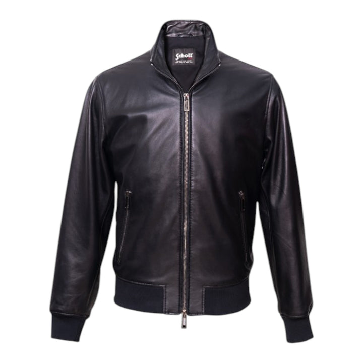 VESTE BOMBER EN CUIR NOIR