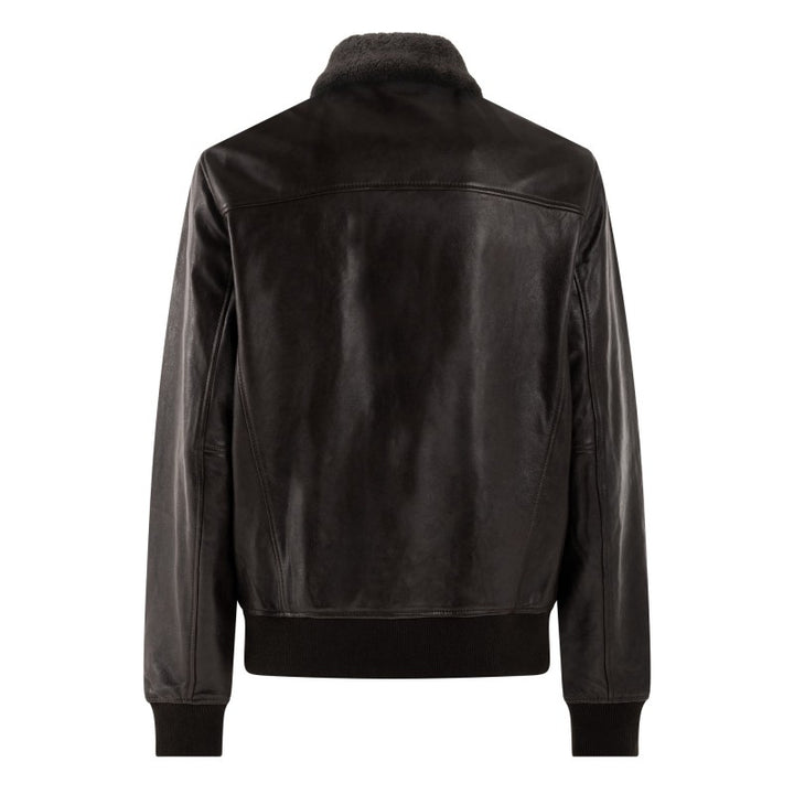 BOMBER EN CUIR VÉRITABLE MATELASSÉ MARRON
