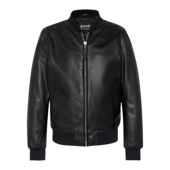 VESTE BOMBER EN CUIR MARRON