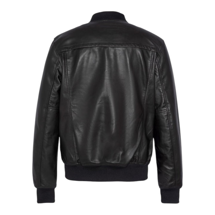 VESTE BOMBER EN CUIR MARRON
