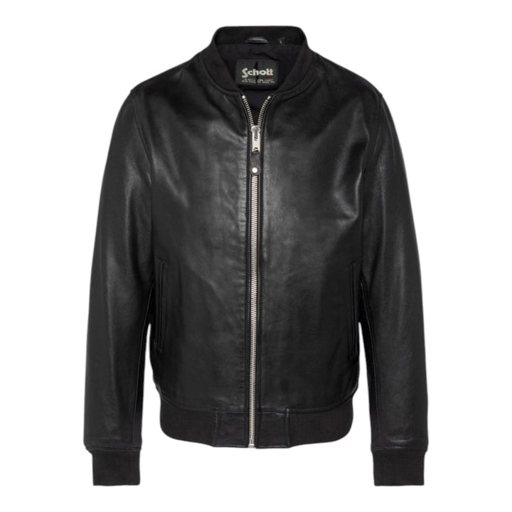 VESTE BOMBER EN CUIR NOIR