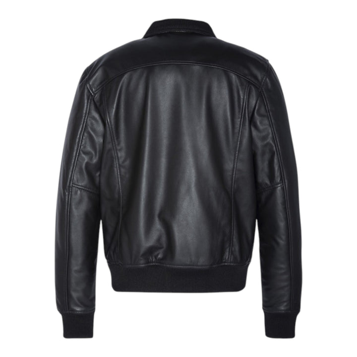 BOMBER EN CUIR VÉRITABLE MATELASSÉ NOIR