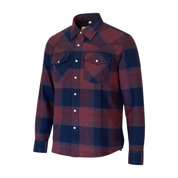 CHEMISE WESTERN BLEU-BORDO