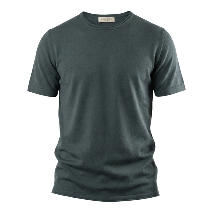Col Rond Manches Courtes Coton Peigné Anthracite
