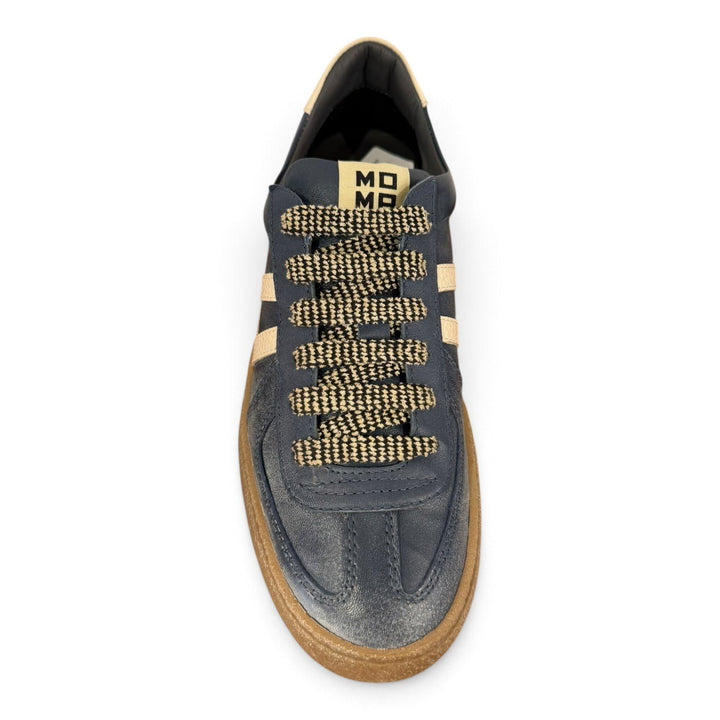 Kazan sneakers in vera pelle blu Moma
