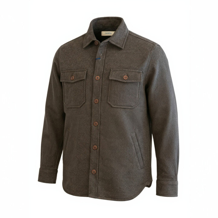 CHEMISE MATELASSÉE EN LAINE À RAYURES MARRON