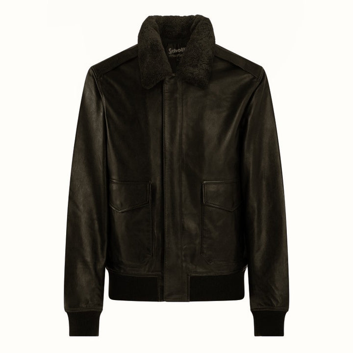 BOMBER EN CUIR VÉRITABLE MATELASSÉ NOIR