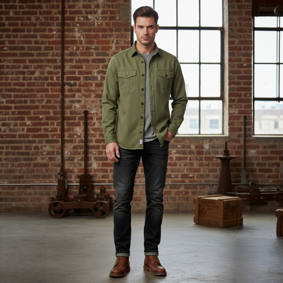 CHEMISE GUIDE EN GABARDINE ALASKA VERTE