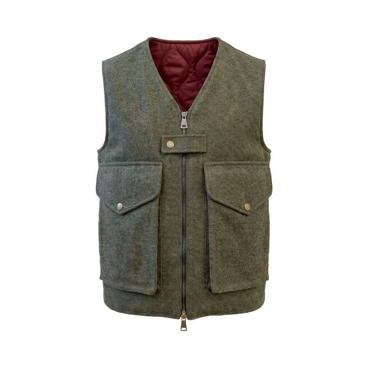 Overiwer GILET IN LANA ARMY Verde - foto 1