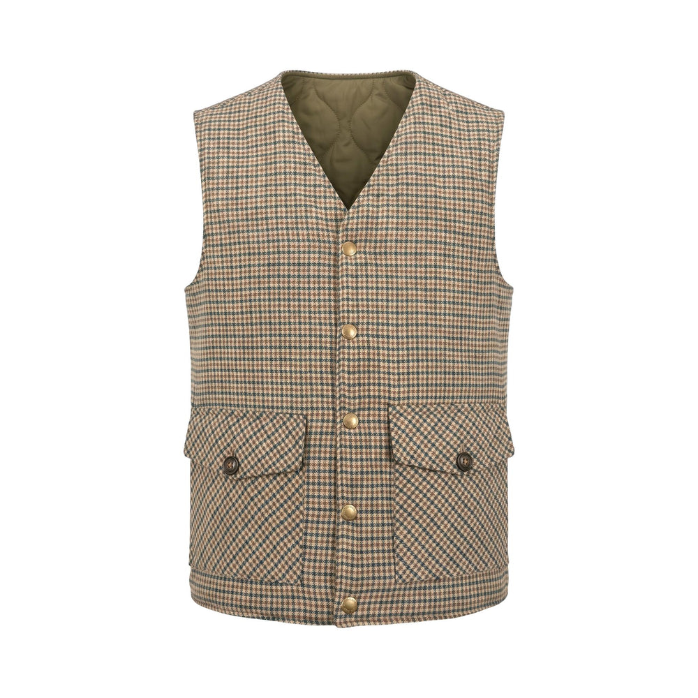 Overiwer GILET REVERSIBILE RIFFS MILITARY/PIED DE POULE Verde - foto 2