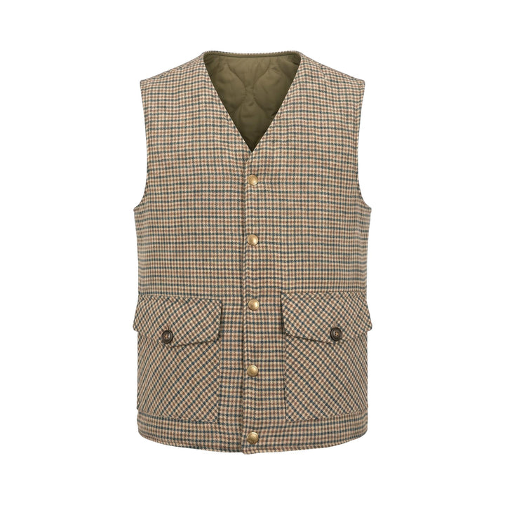 Overiwer GILET REVERSIBILE RIFFS MILITARY/PIED DE POULE Verde - foto 2