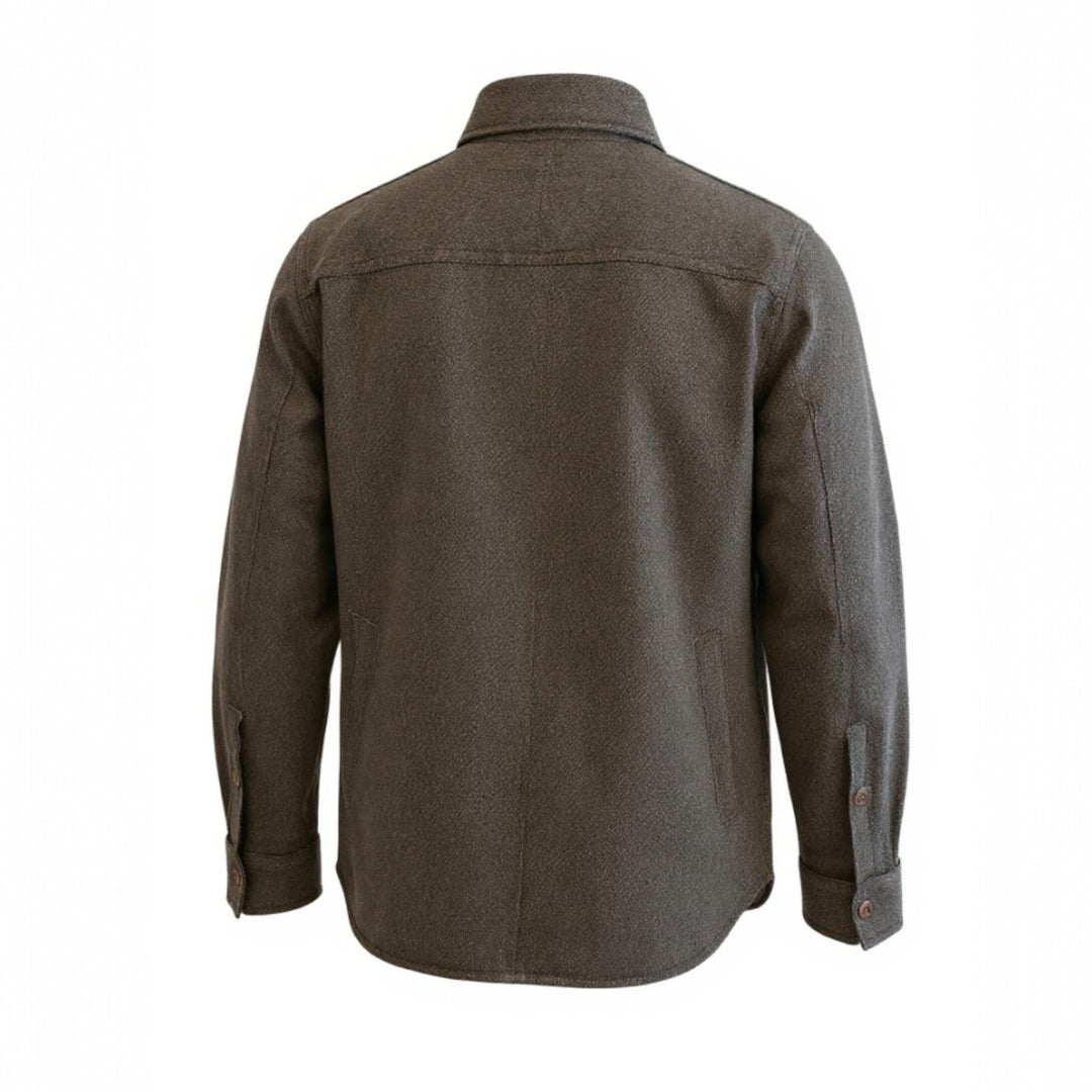 CHEMISE MATELASSÉE EN LAINE À RAYURES MARRON