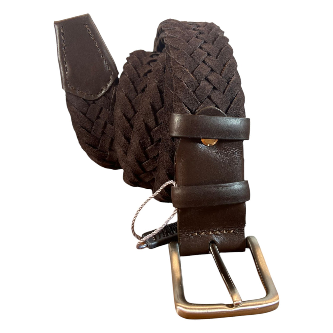 CEINTURE TRESSÉE EN VÉRITABLE CUIR MARRON