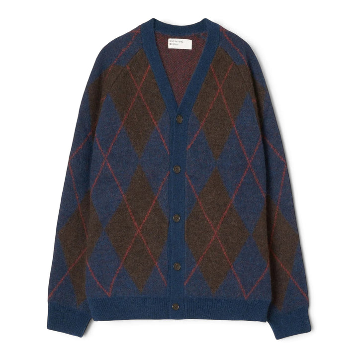 David Cardigan Alpaca Argyle Navy