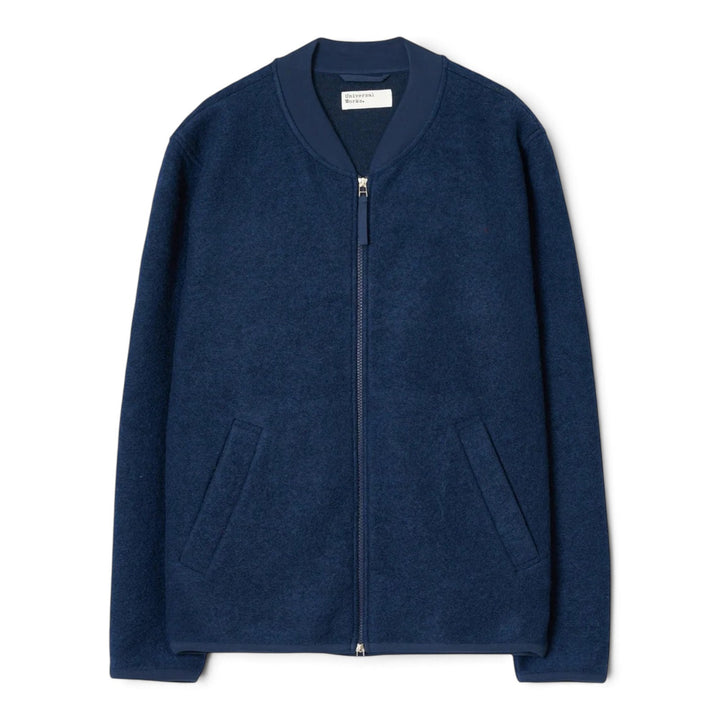 Zip Bomber Wool Fleece Indigo