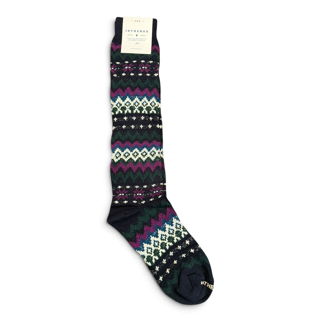 Chaussettes Fair Isle Bleu/Crème