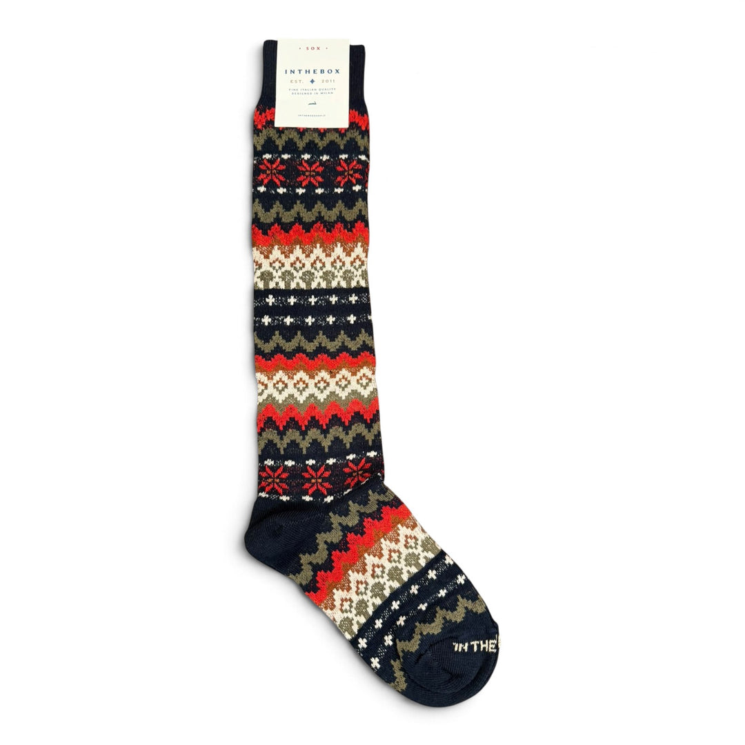 Chaussettes Fair Isle Bleu/Rouge