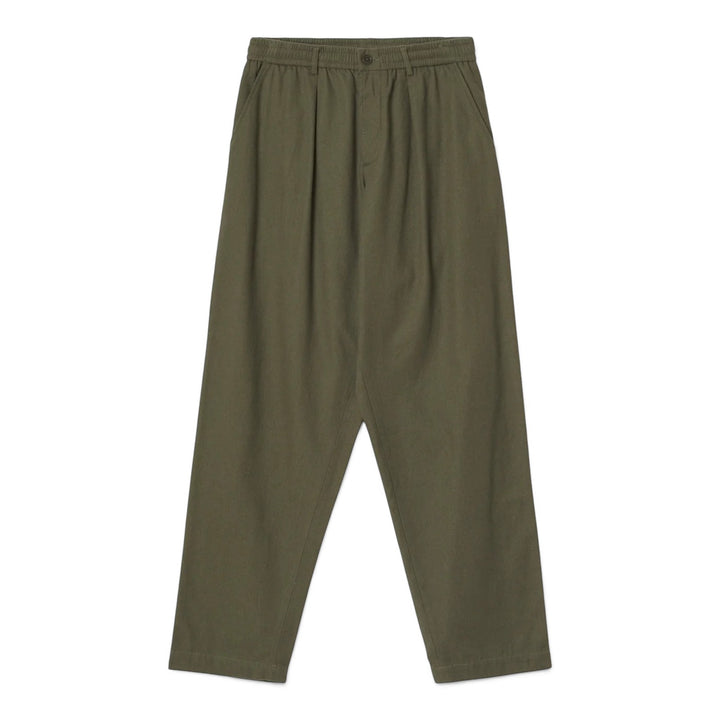 Pleated Track Pant Brushed Moleskin Olive