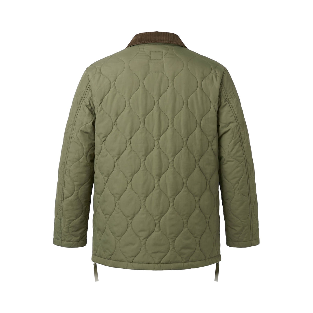Military Bal Collar Down Jacket in tessuto trapuntato verde Taion, vista posteriore