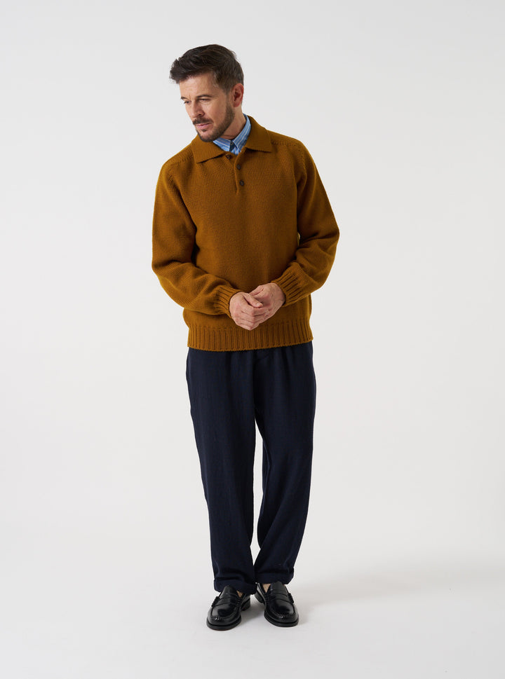 Universal Works Curtis Sweater Shetland Wild Gold Giallo - foto 2
