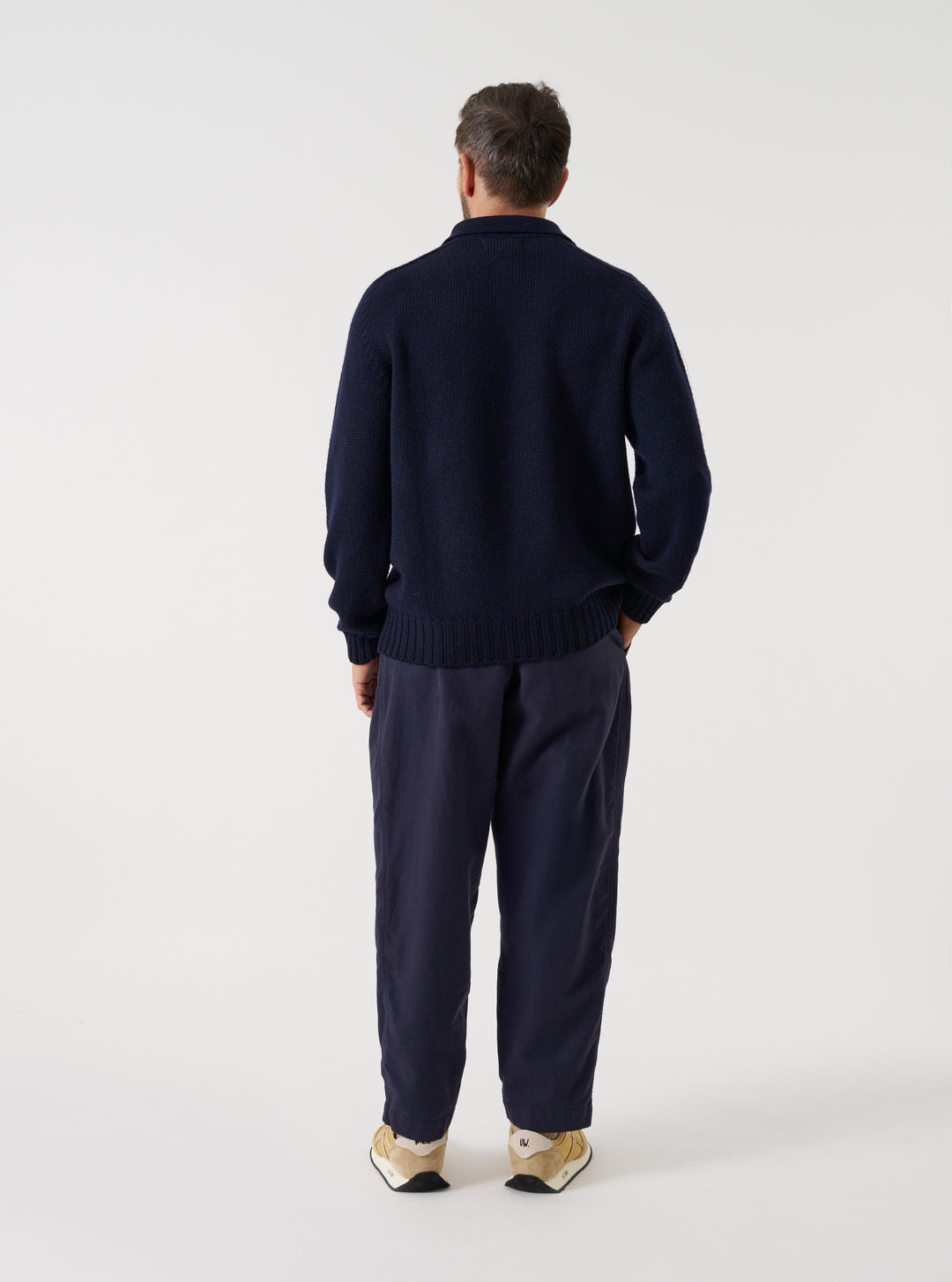 Universal Works Curtis Sweater Shetland Wild Navy Blu - foto 3
