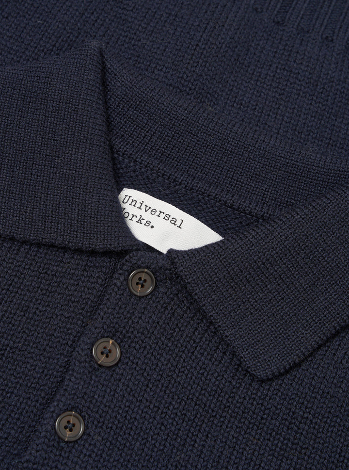 Universal Works Curtis Sweater Shetland Wild Navy Blu - foto 6