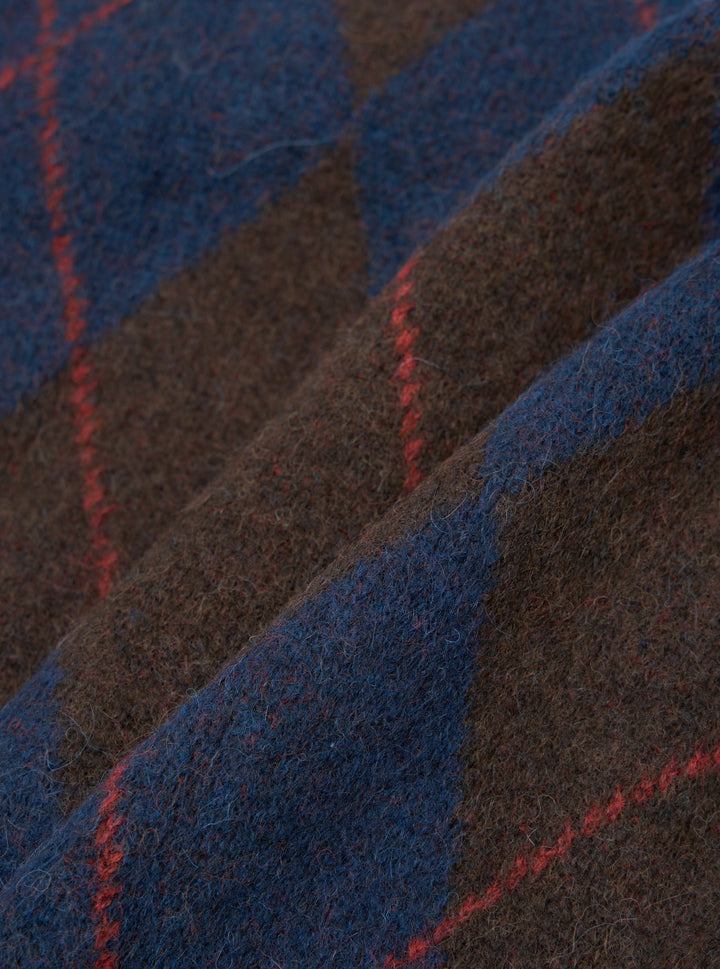 Universal Works David Cardigan Alpaca Argyle Navy Blu - foto 4
